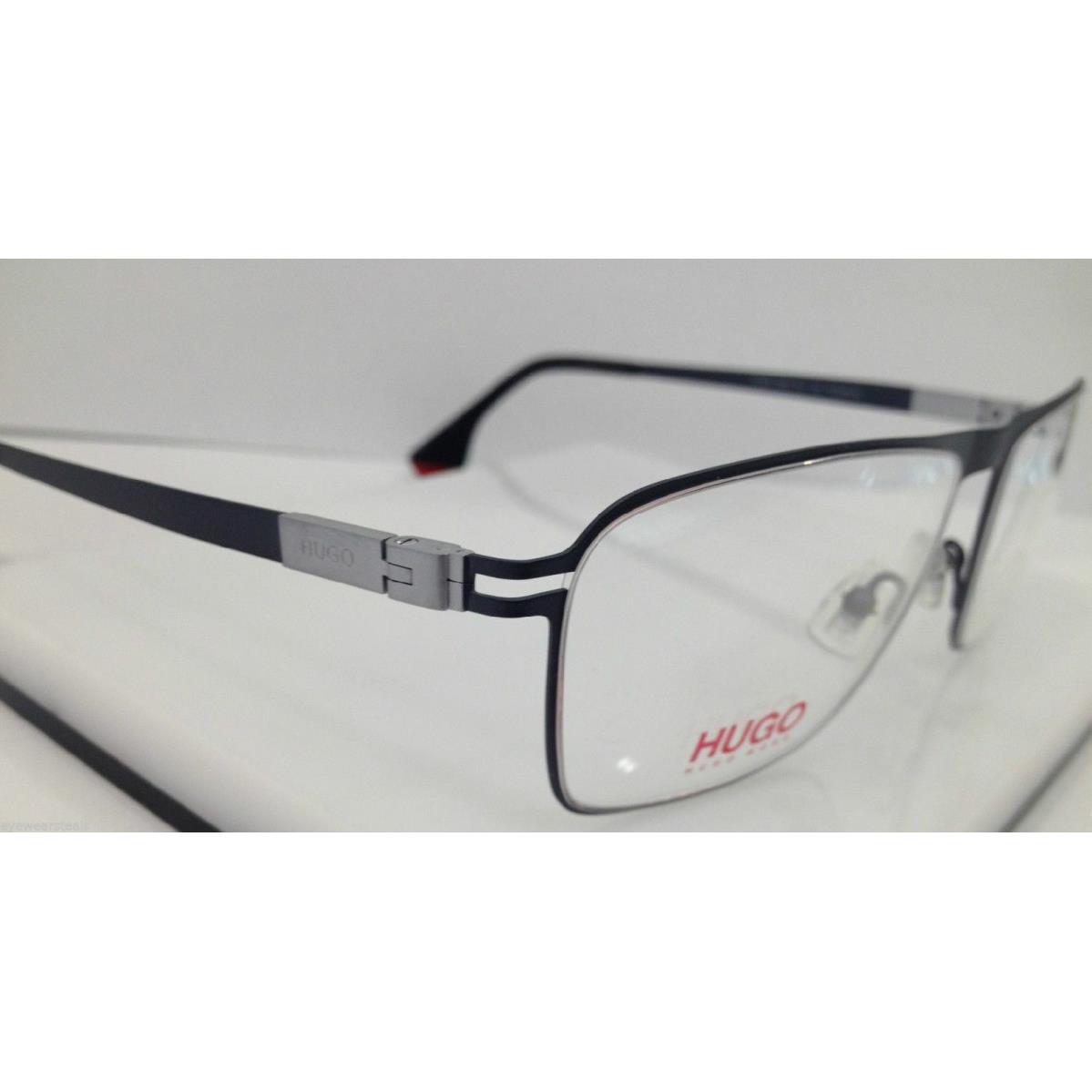 Hugo Boss Red 0095 Sij Matte Blue Gunmetal Titanium Eyeglasses 54-16-140 Flex