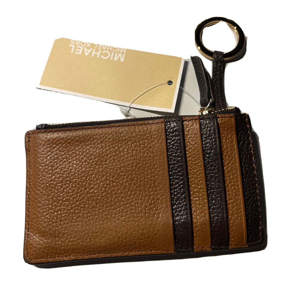 Michael Kors Credit Card Organizer Key Case Wallet - Brown Leather