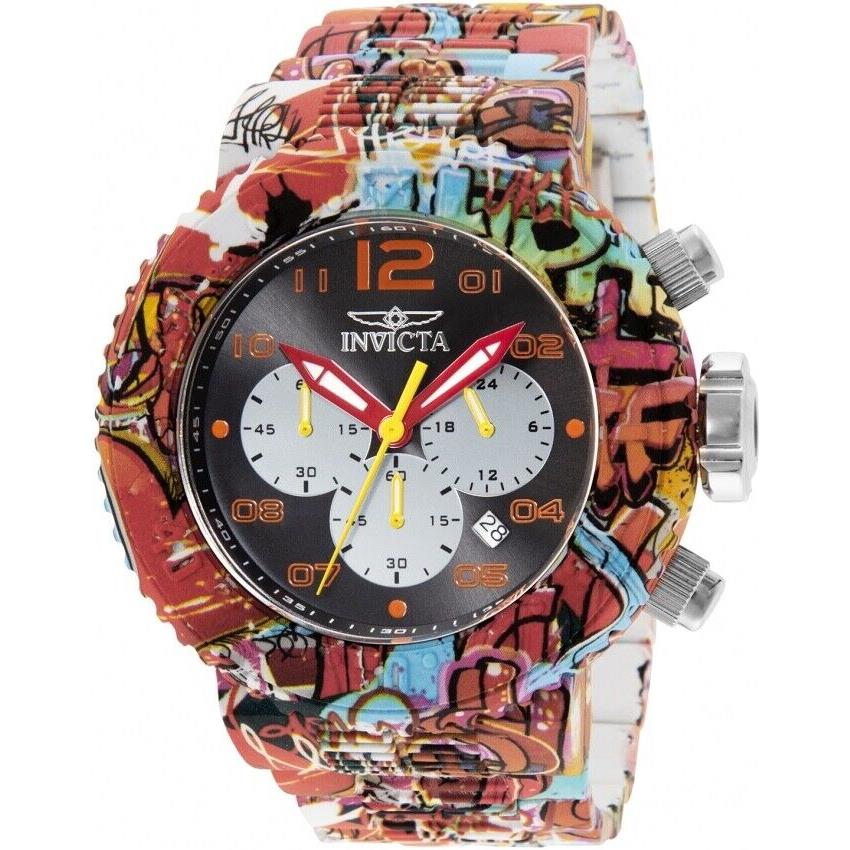 Invicta Men`s 52mm Grand Pro Diver Hydroplated Graffiti Chronograph SS Watch