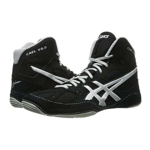 Men`s Asics Cael v6.0 Wrestling Shoes Size 6.5-15 White Red Black J401Y Black/Silver