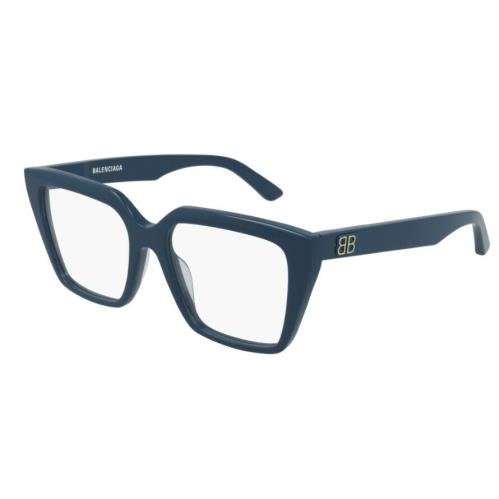 Balenciaga BB0130O 007 Blue Full-rim Square Women`s Eyeglasses - Frame: Blue, Lens: Clear