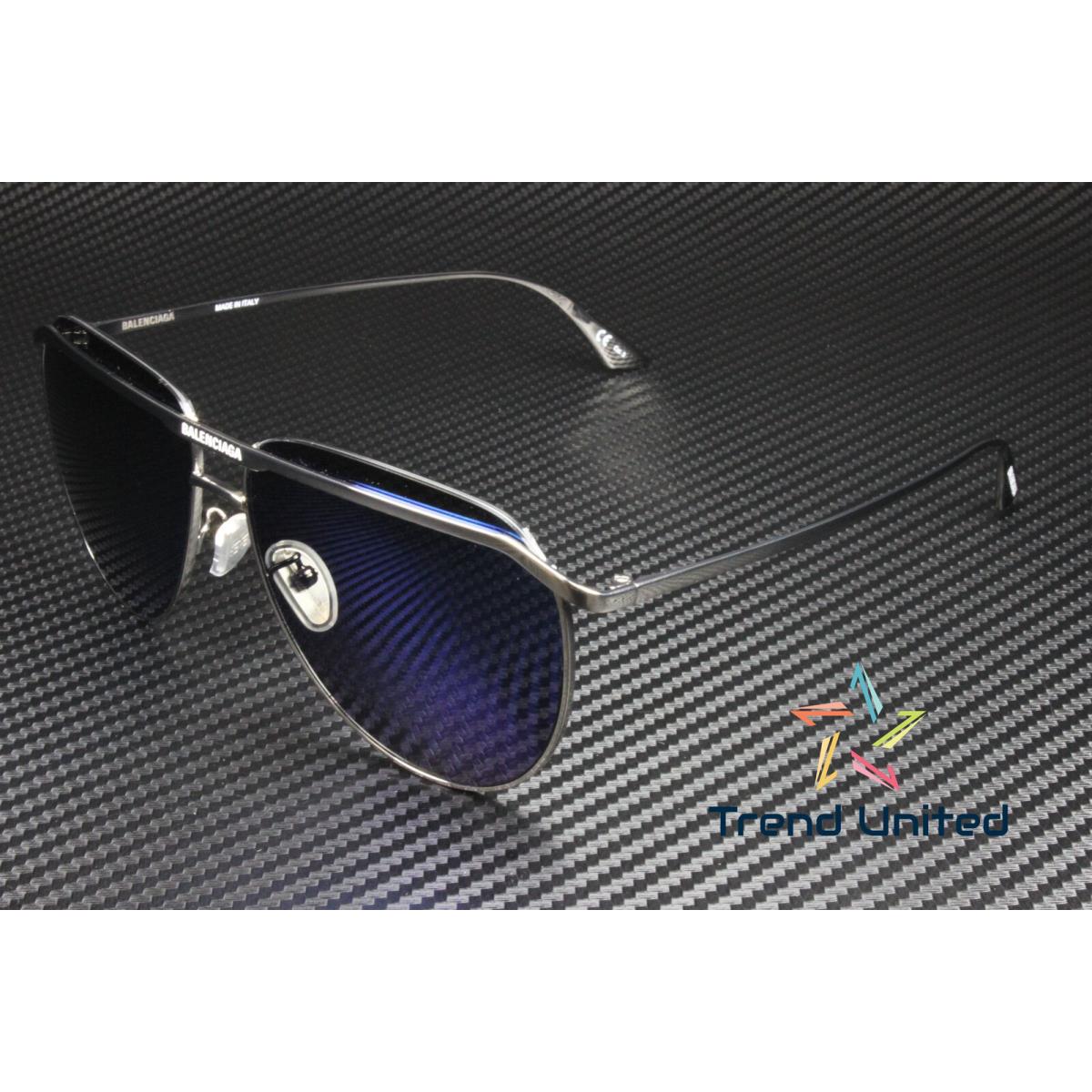 Balenciaga BB0140S 002 Pilot Ruthenium Dark Blue 62 mm Unisex Sunglasses