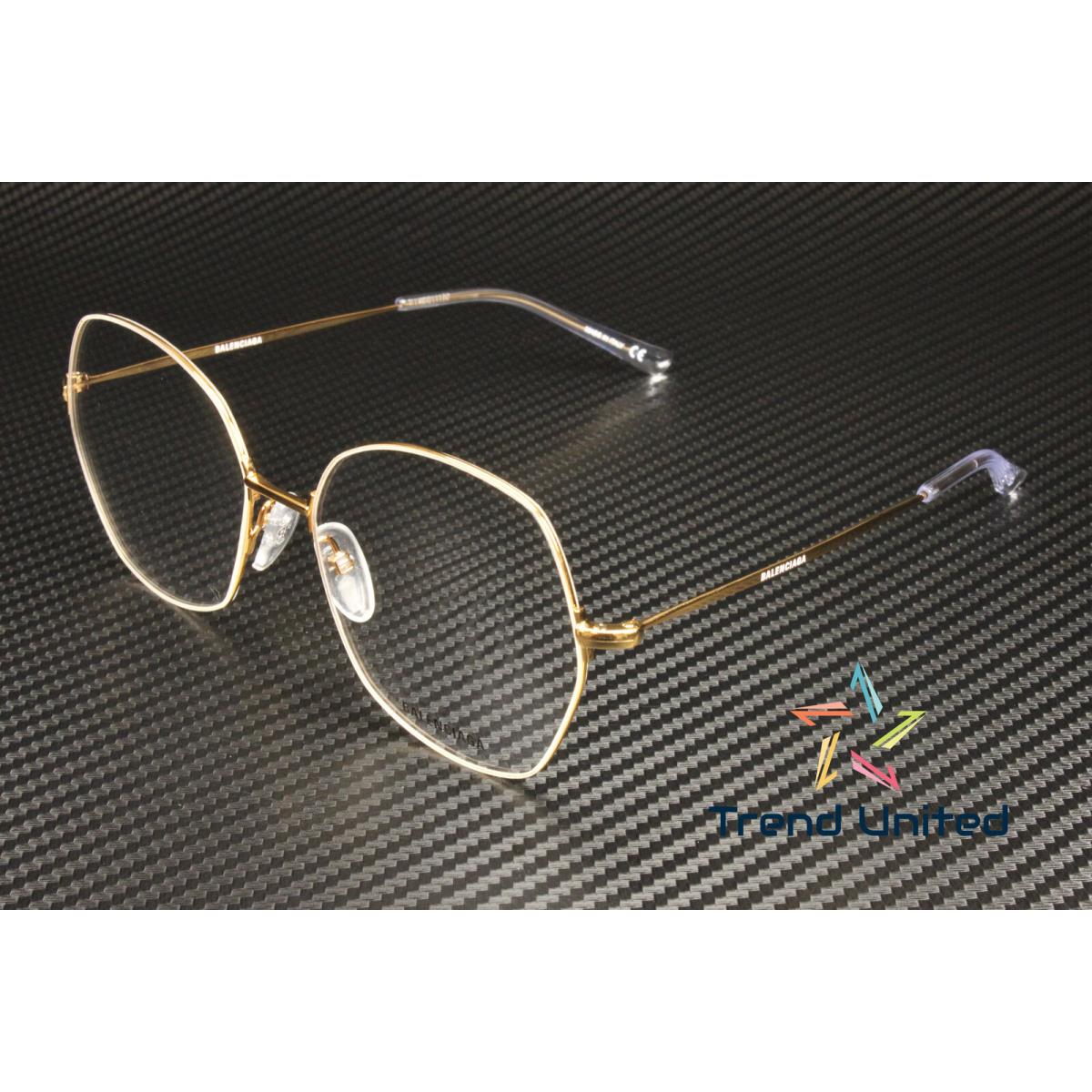 Balenciaga BB0014O 003 Directional Gold Shiny Demo Lens 58 mm Unisex Eyeglasses