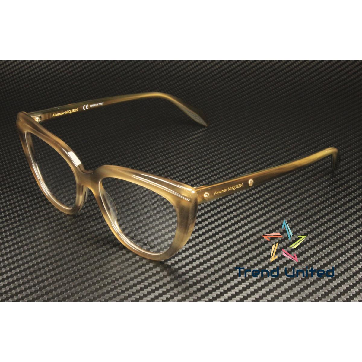 Alexander Mcqueen AM0253O 004 Cat Eye Havana Brown Demo Lens 53 Women Eyeglasses