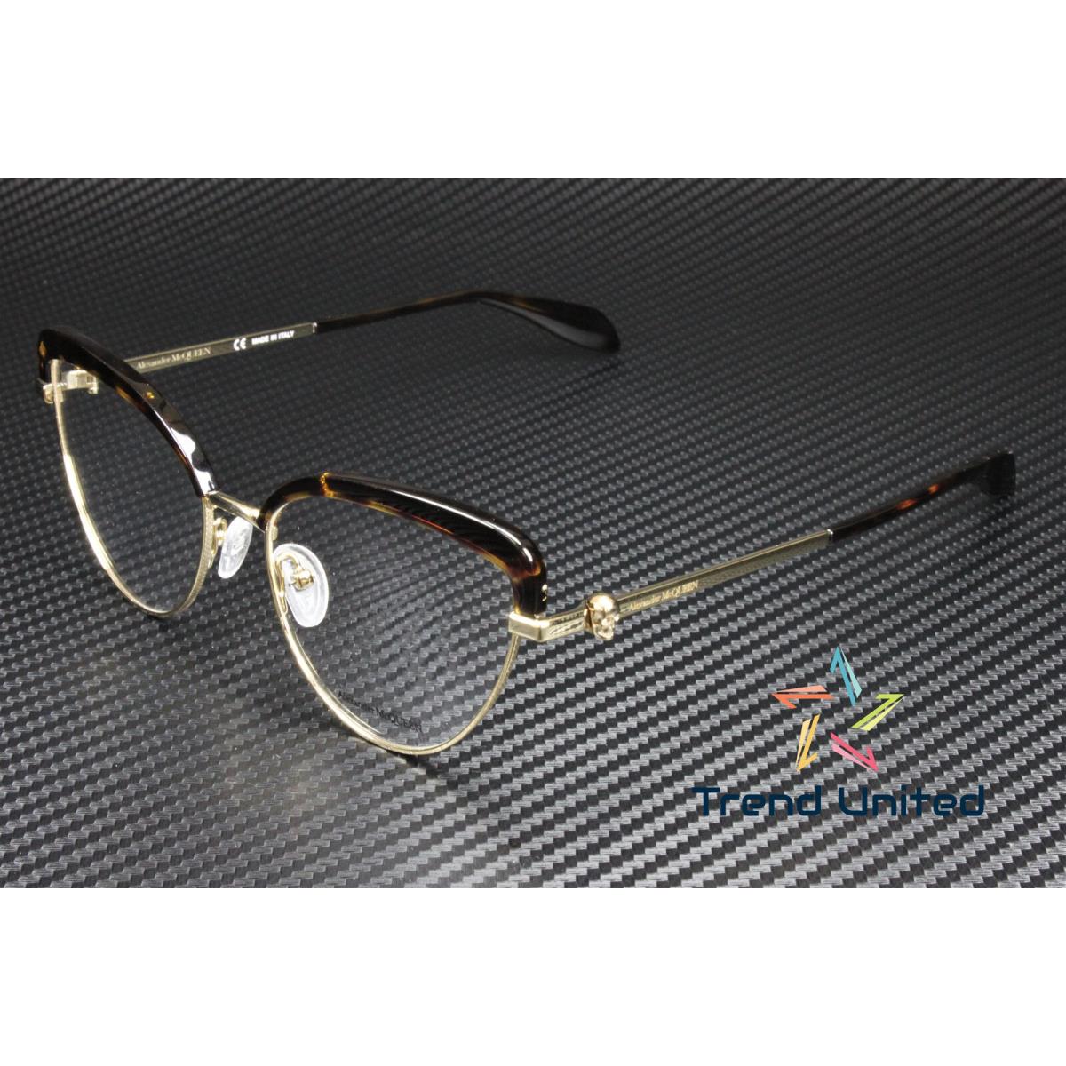 Alexander Mcqueen AM0259O 002 Cat Eye Gold Lt Demo Lens 55 mm Women`s Eyeglasses