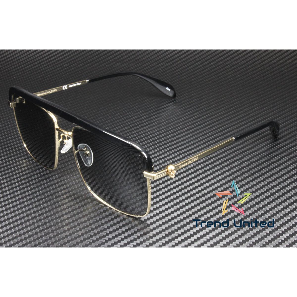 Alexander Mcqueen AM0258S 001 Pilot Gold Black Grey 59 mm Men`s Sunglasses