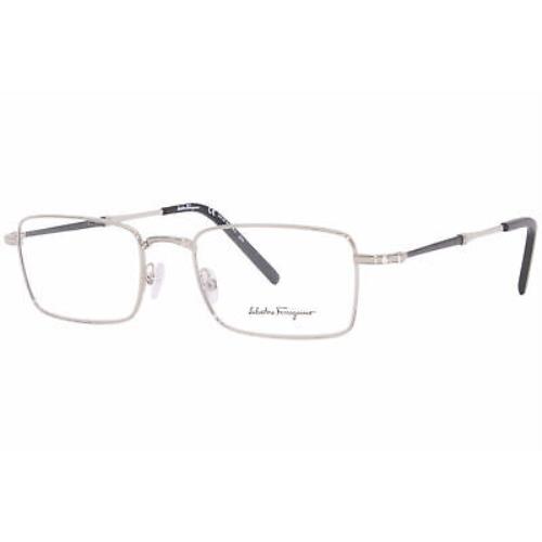 Salvatore Ferragamo SF2212 045 Eyeglasses Frame Men`s Shiny Silver Full Rim 54mm