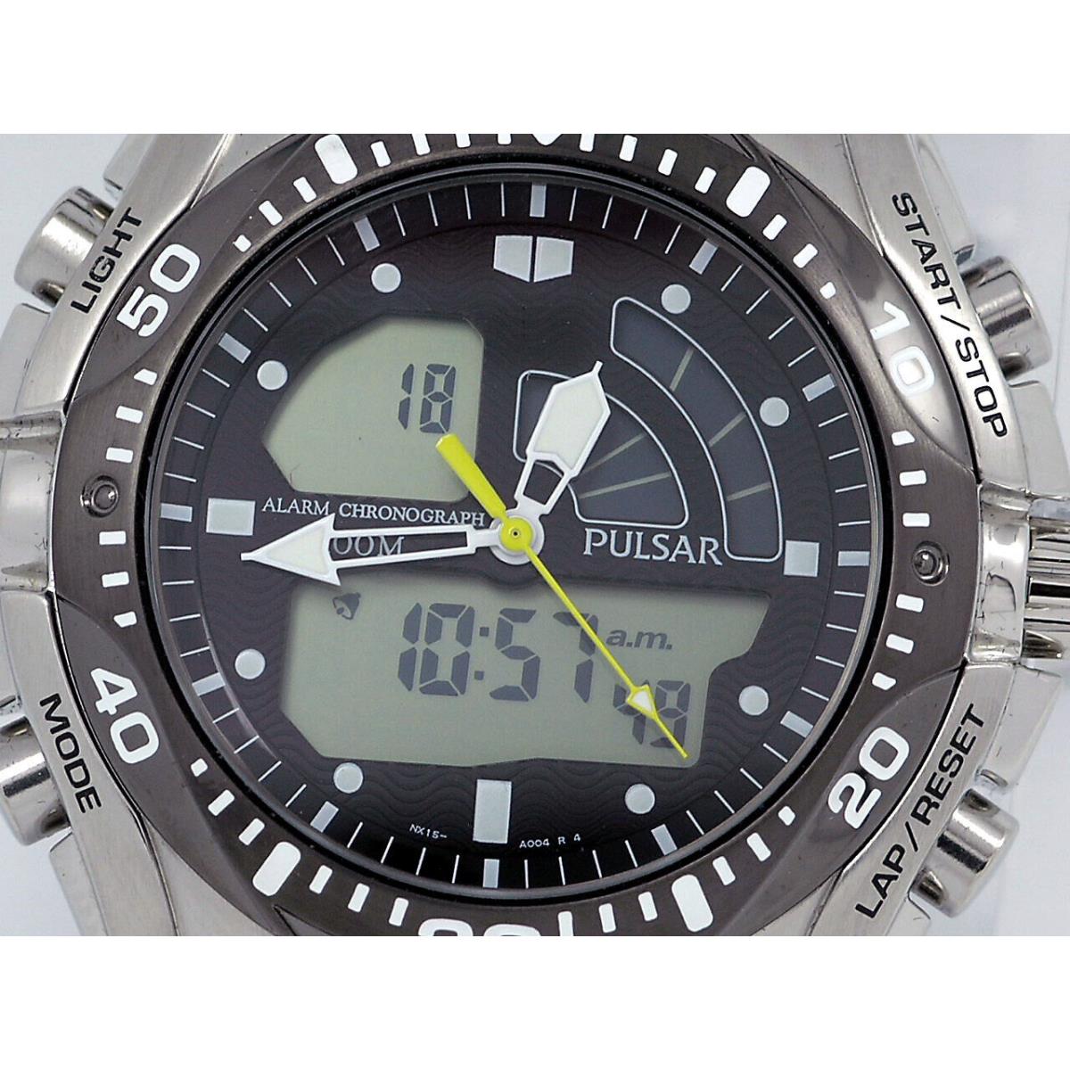 Seiko Pulsar PP4007 Tech Gear Alarm Chronograph Sport Watch Steel Black