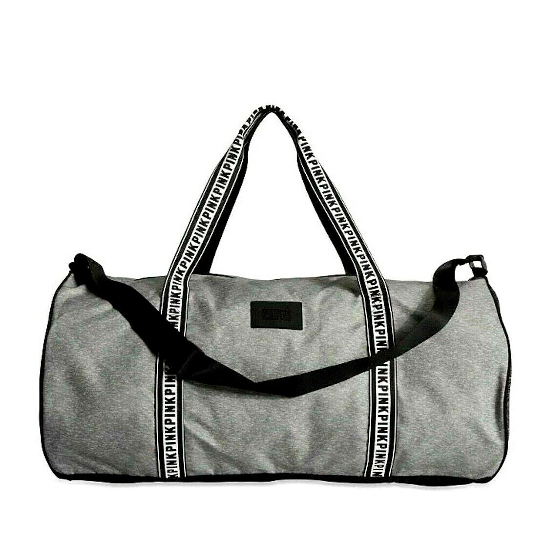 Victoria`s Secret Pink Large Weekender Duffle Bag Travel Tote Gray