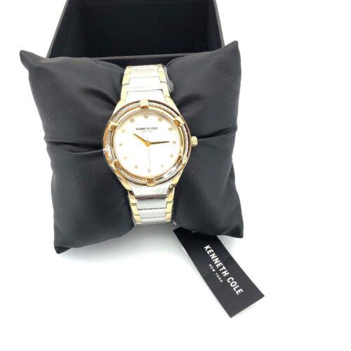 Kenneth Cole York Wristwatch Womens Silver Gold Band White