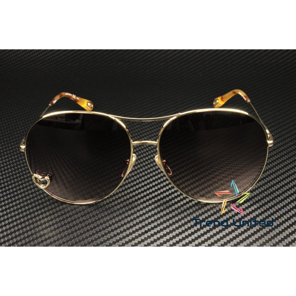 Chloe CH0028S 001 Pilot Gold Shiny Brown 63 mm Women`s Sunglasses