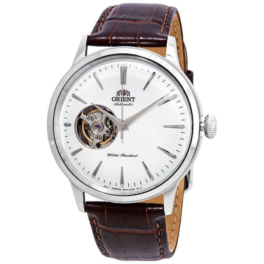 Orient Classic-elegant Automatic Silver Dial Men`s Watch RA-AG0002S10B - Dial: White, Band: Brown, Bezel: Silver-tone