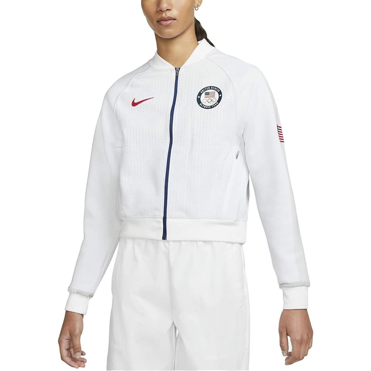 Nike Women`s Nsw Team Usa Olympic Knit Jacket CK4626 100 XS S M L White