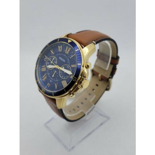 Fossil FS5268 Grant Blue Dial Men`s Chronograph Leather Watch
