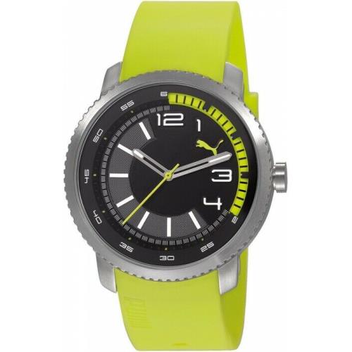 Puma Overdride Watch PU103291003 Lime Green Silicone Black Dial Analog Quartz