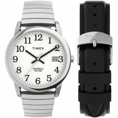 Timex TWG025400 Easy Reader Men`s Expansion Leather Straps Indiglo Date