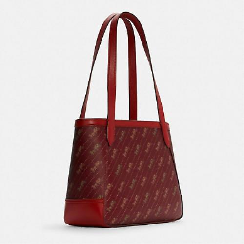 coach tote red lining