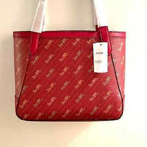 coach tote red lining