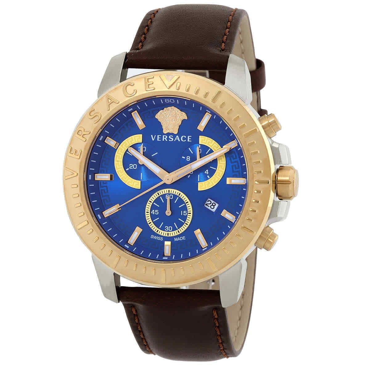 Versace Chronograph Quartz Blue Dial Men`s Watch VE2E00221