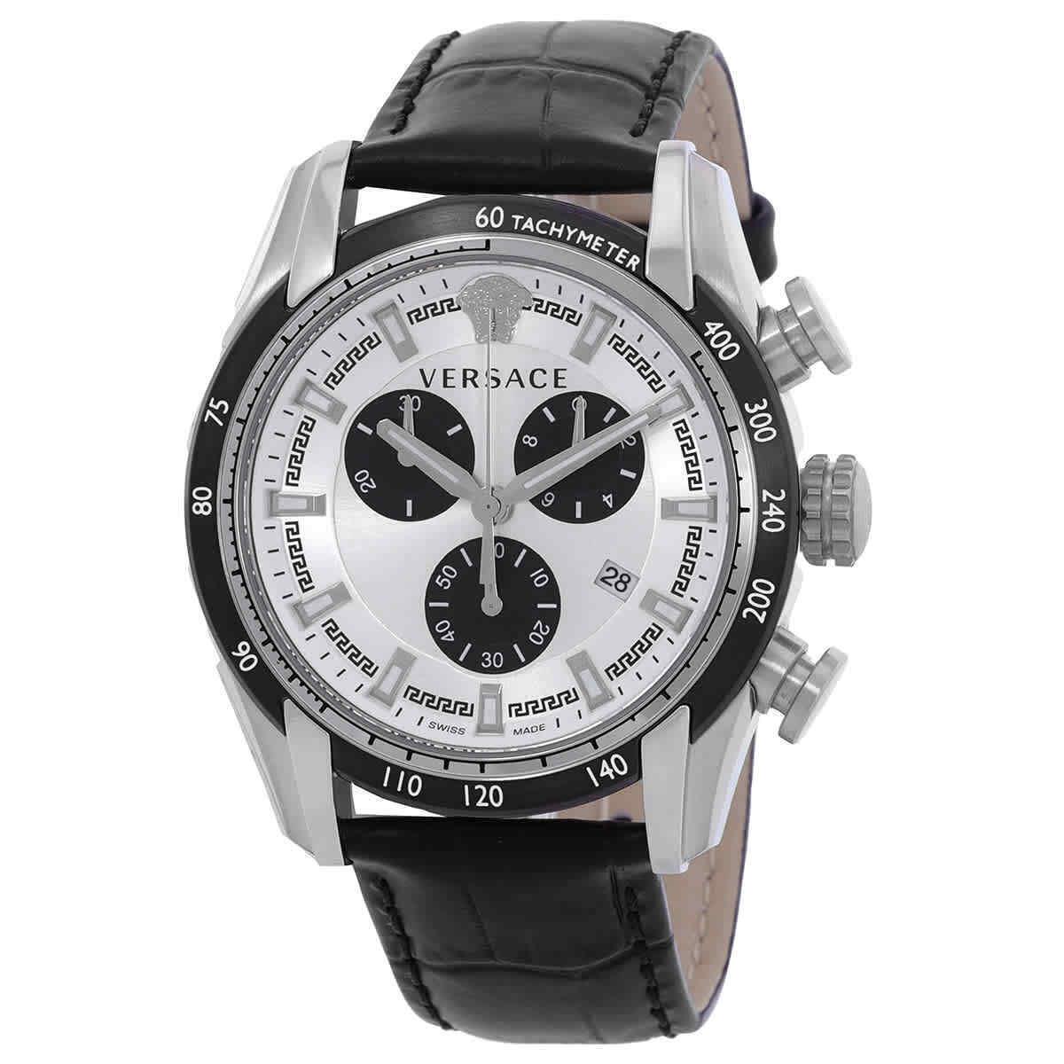 Versace V-ray Chronograph Quartz Silver Dial Men`s Watch VE2I00821