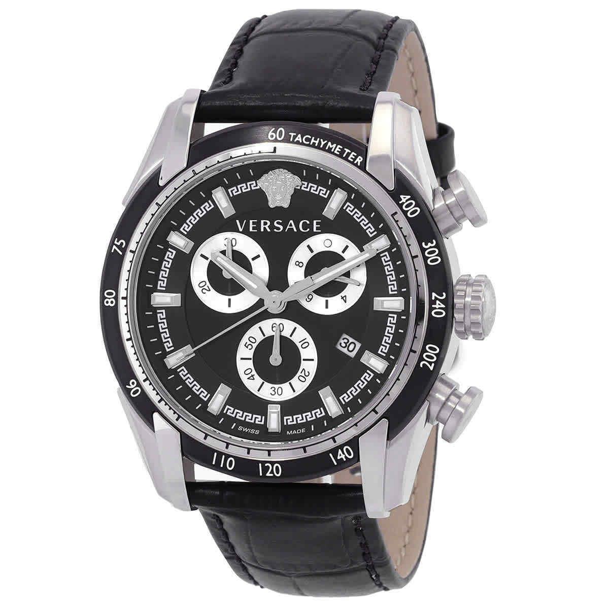 Versace V-ray Chronograph Quartz Black Dial Men`s Watch VE2I00121