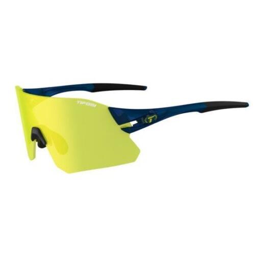 Tifosi Rail Sunglasses All Rimless Design Midnight Navy - Clarion Yellow. AC Red, Clear