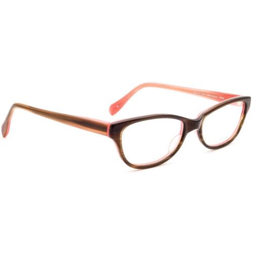 Oliver Peoples Women`s Eyeglasses Devereaux Otpi Cat Eye Frame Japan 50 16 135 - Brown , Brown/Coral Frame