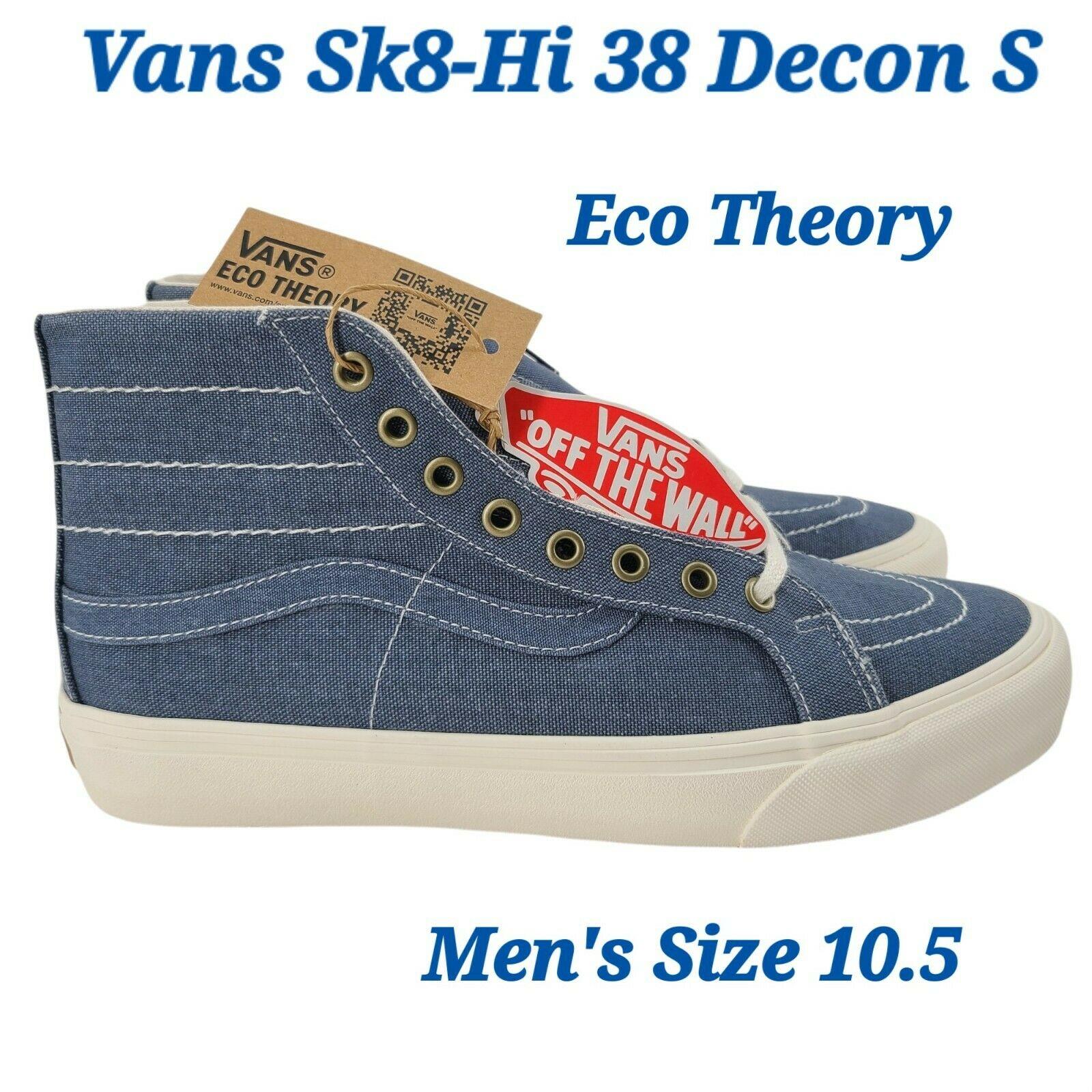 Vans Sk8-Hi 38 Decon S Eco Theory Shoe Skate Sneakers Men`s Size 10.5 Blue