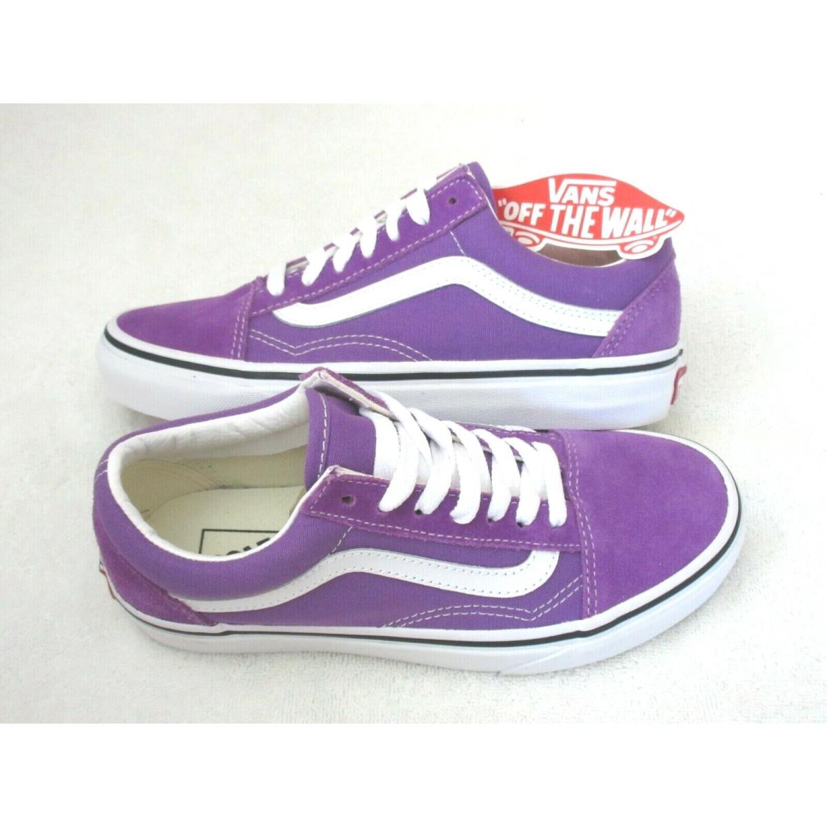 Vans Womens Old Skool Dewberry Purple True White Canvas Suede Shoes Size 5.5