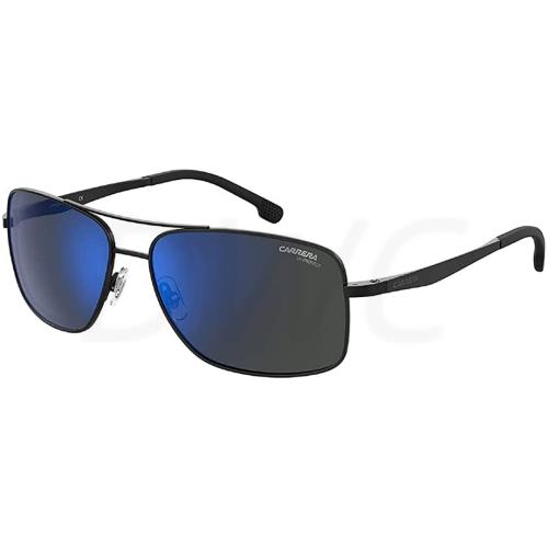 Carrera CA8040S 0807 60-15-135 Rectangle Black Grey Blue Sunglasses