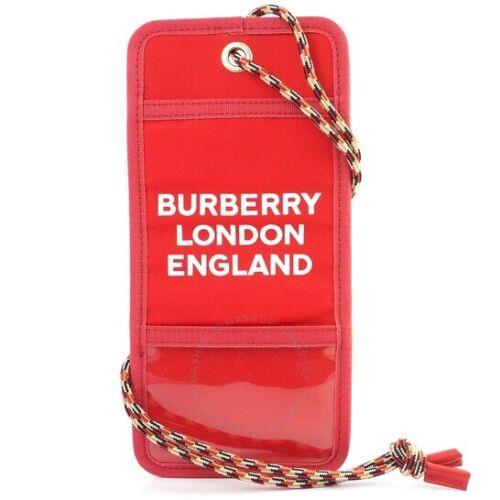 Burberry Military Red Logo Print Card Case Lanyard - Made in Italy Unisex