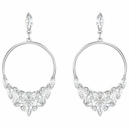 Swarovski Lady Frontal Hoop Pierced Earrings - White - 5392185