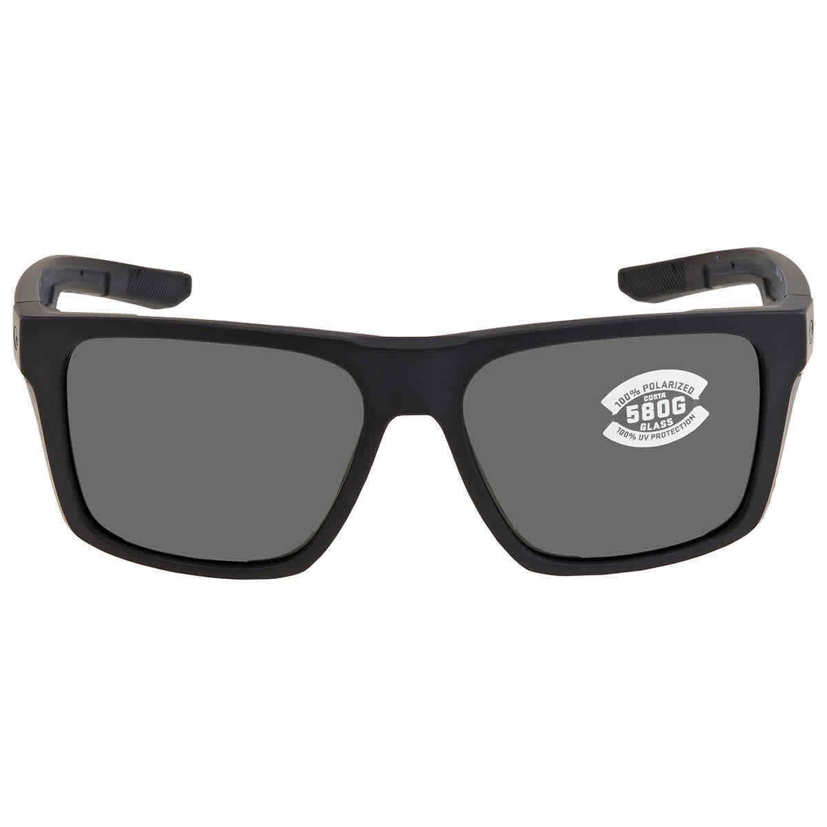 Costa Del Mar Lido Grey Polarized Glass Men`s Sunglasses 6S9104 910404 57 - Frame: Black, Lens: Gray