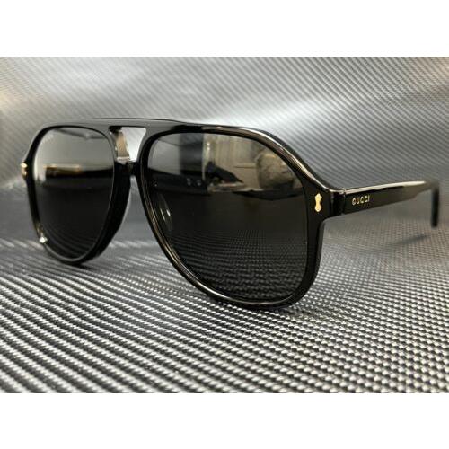 Gucci GG1042S 001 Black Aviator 60 mm Men`s Sunglasses