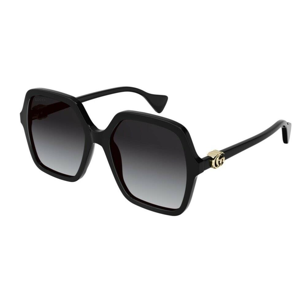 Gucci GG1072S 001 Black/gradient Grey Square Women`s Sunglasses - Black Frame, Grey Lens