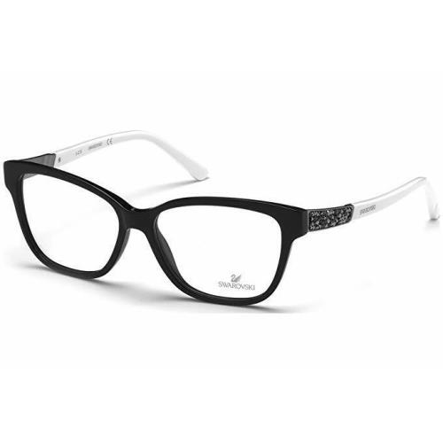 Swarovski SW 5171-F 01A Black Cat Plastic Eyeglasses Asian Fit 53-15-140 SW5171F