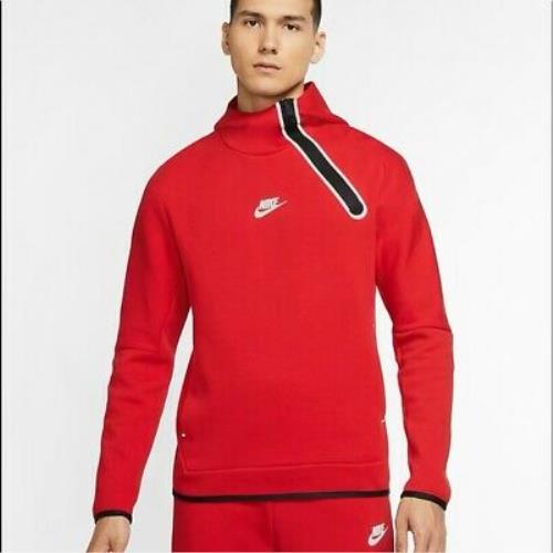 Nike Men`s Size Large L Sportswear Tech Fleece Hoodie University Red CU4493-657