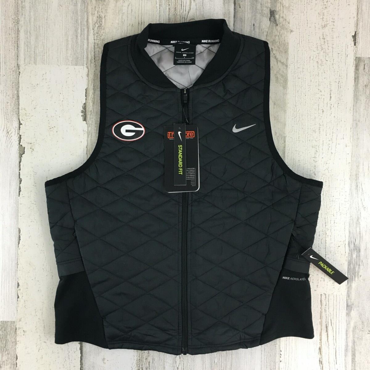 Nike Aerolayer Uga Georgia Lightweight Repel Running Vest Black Womens S