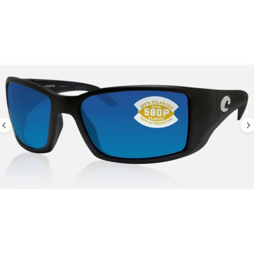 Costa Del Mar Blackfin Black Frame Blue Mirror 580P Plastic Polarized BL11OBMP