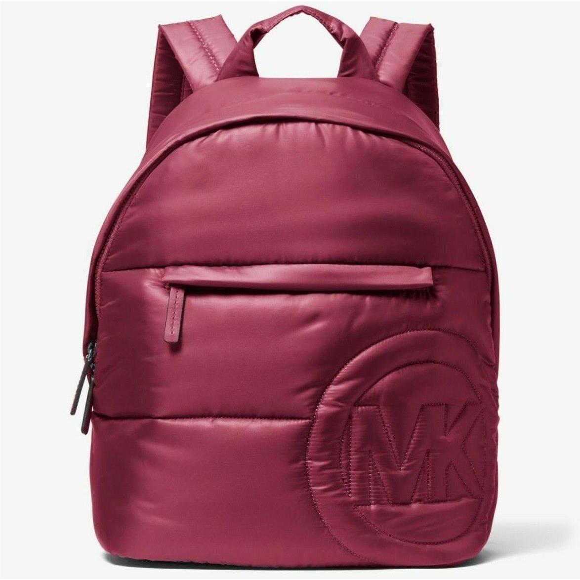 Michael Kors Rae Medium Quilted Nylon Burgundy Backpack 35F1U5RB2C FS Y