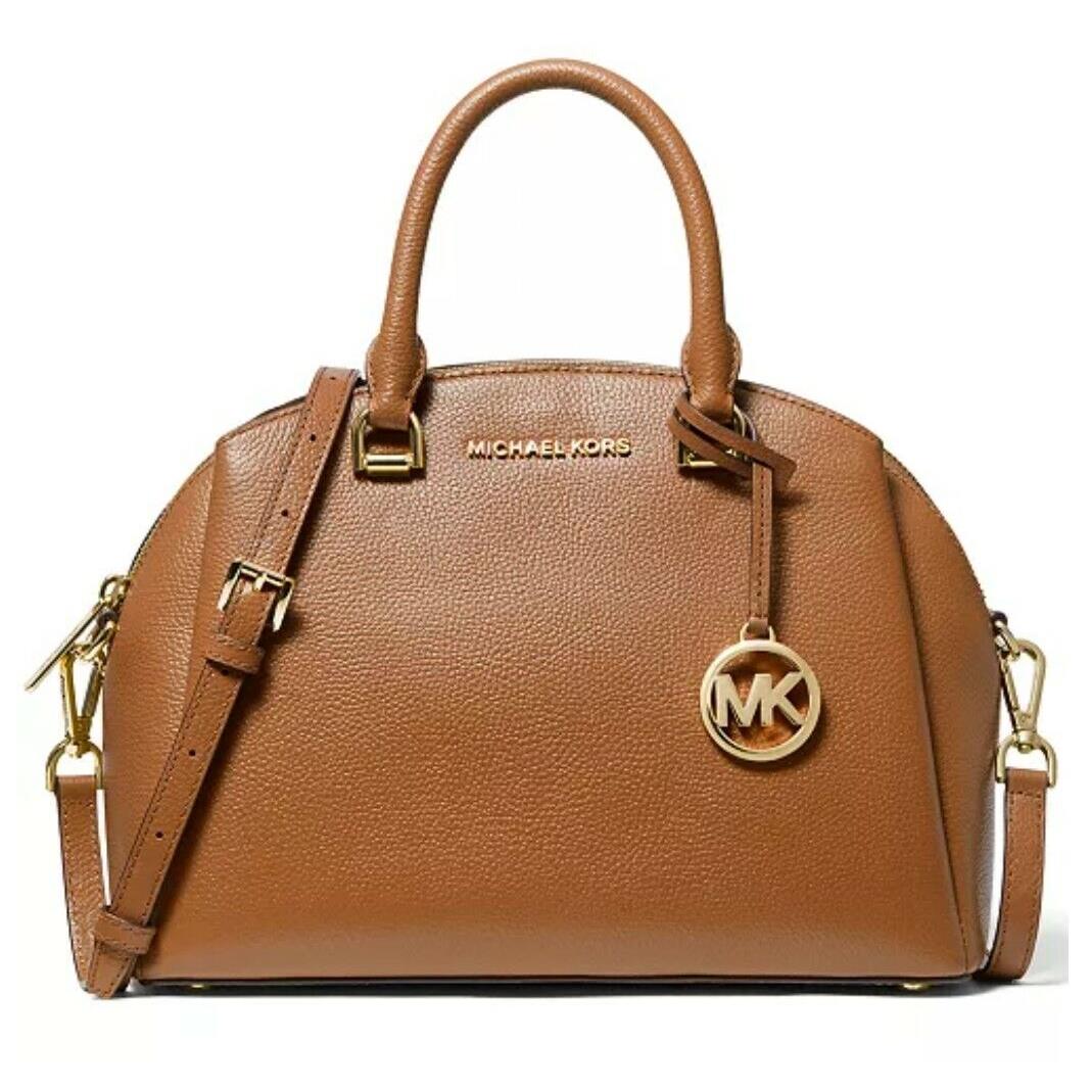 Michael Kors Maxine Med Leather Dome Satchel Tote Shoulder Bag Acorn