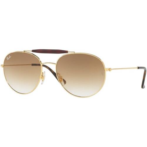 Ray-ban Polished Gold/light Brown Gradient 53 mm Sunglasses RB3540 00151 53 - Frame: Gold, Lens: Light Brown