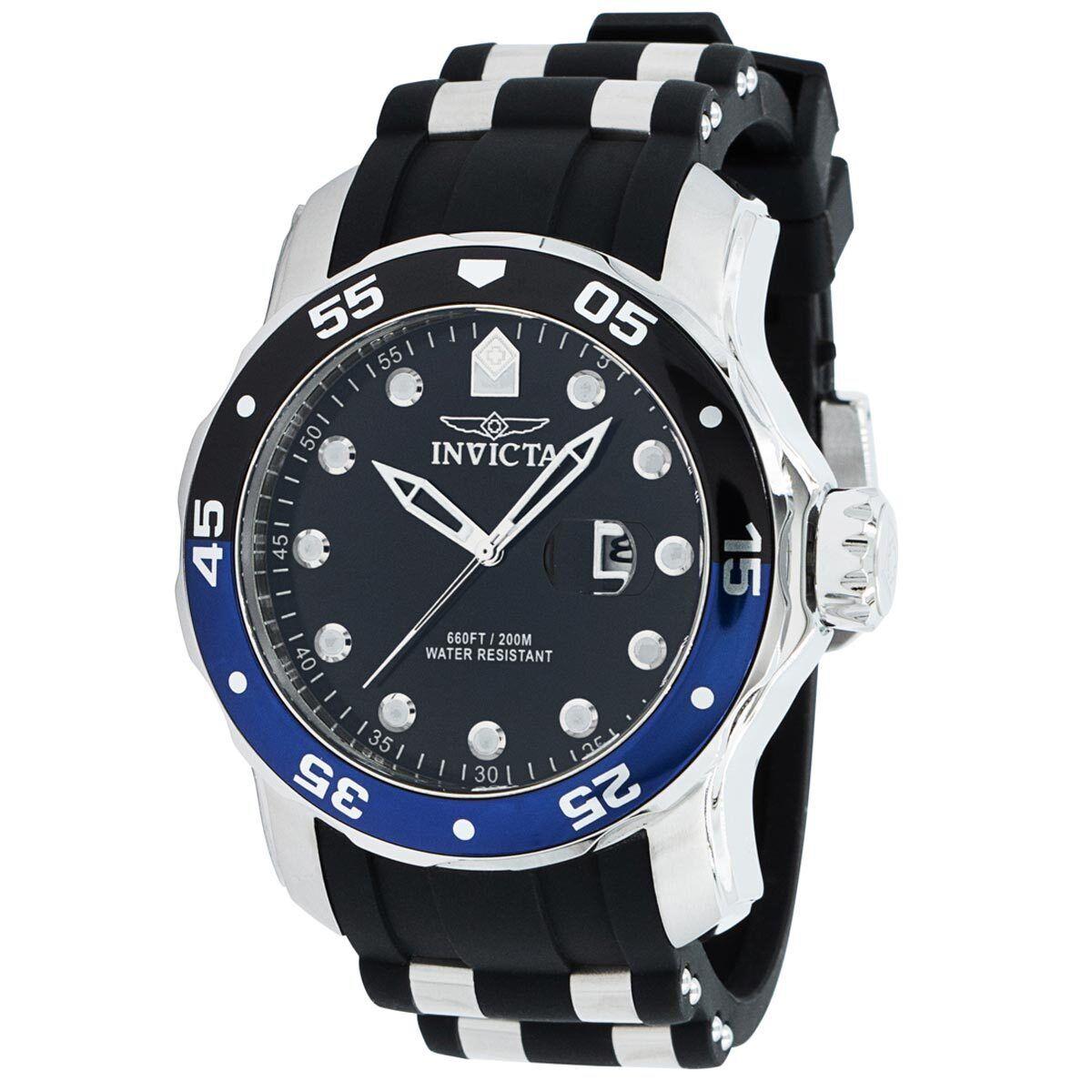 Invicta Men`s Watch Pro Diver Rotating Bezel Black Dial Two Tone Strap 39106