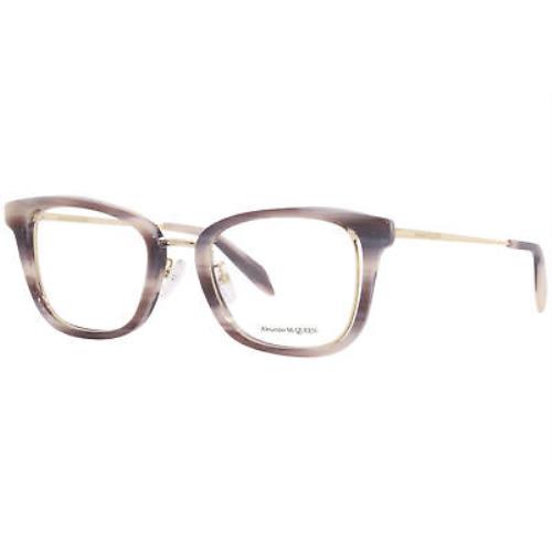 Alexander Mcqueen AM0225O 003 Eyeglasses Women`s Gold/horn Full Rim 51mm