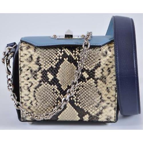 Alexander Mcqueen 554127 890 Embossed Snakeskin Leather Box Bag 16 Purse