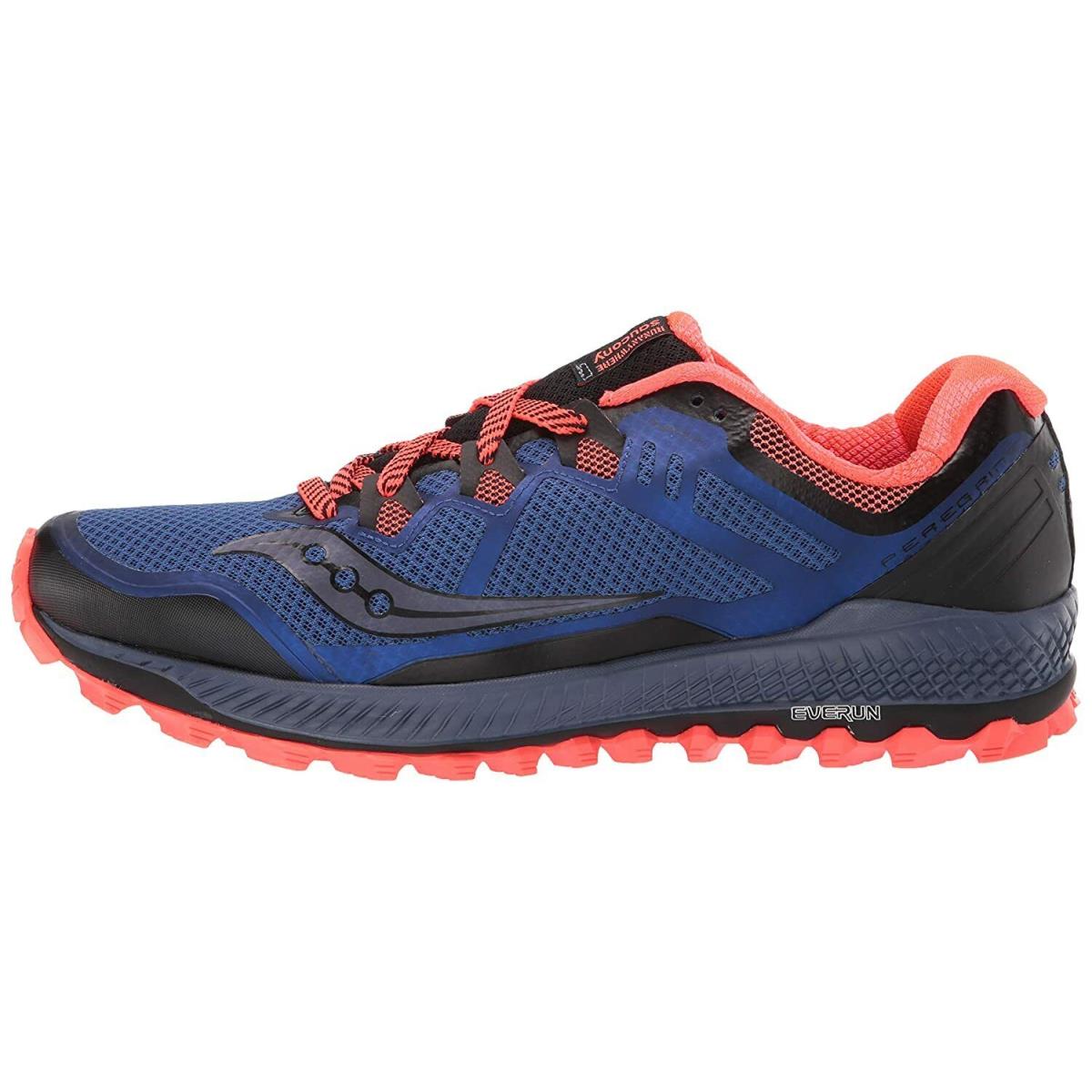 Saucony Men`s Peregrine 8 Low Top Mesh Running Shoes Blue/black/red Size 14 M