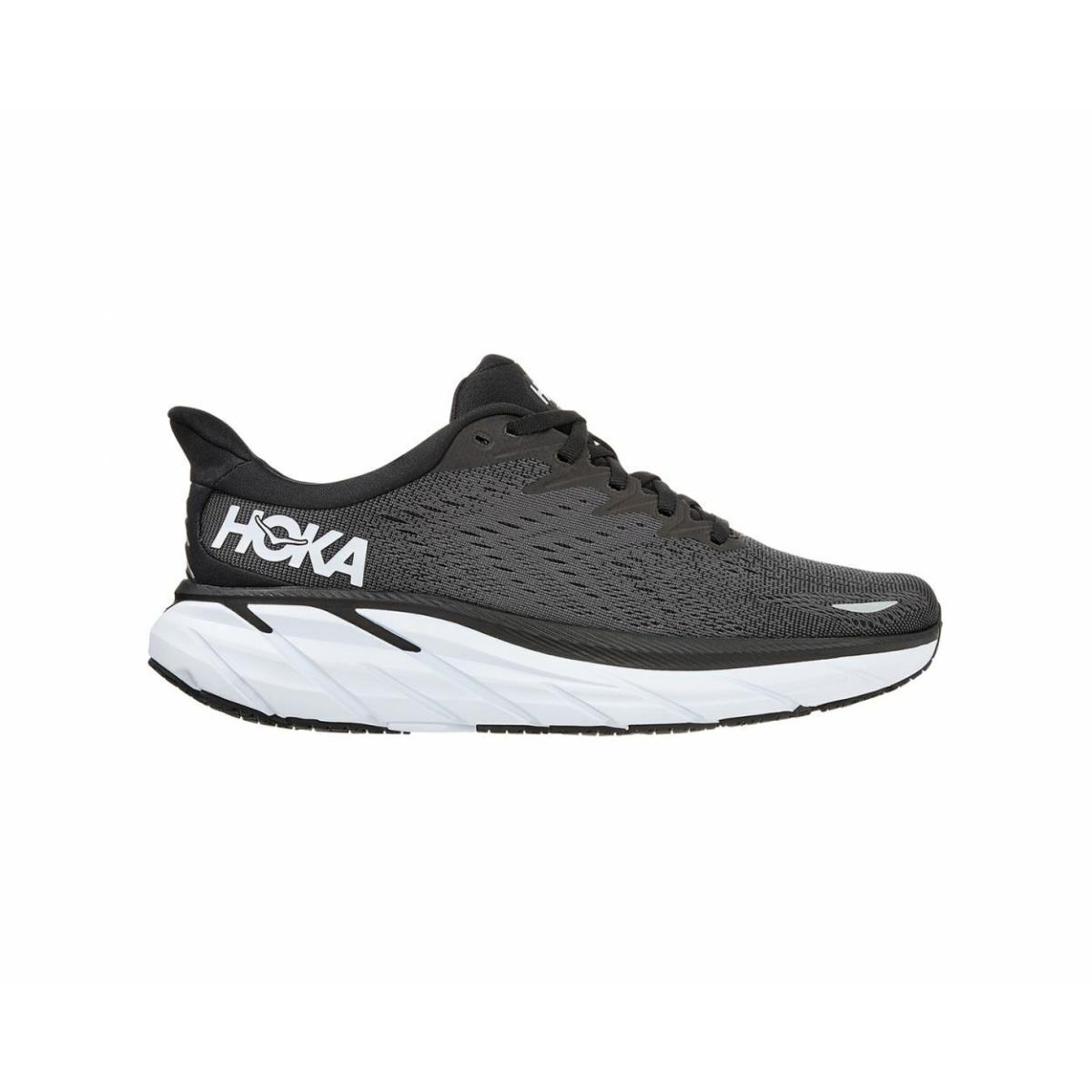 Hoka Women`s Clifton 8 Black White Running Shoes