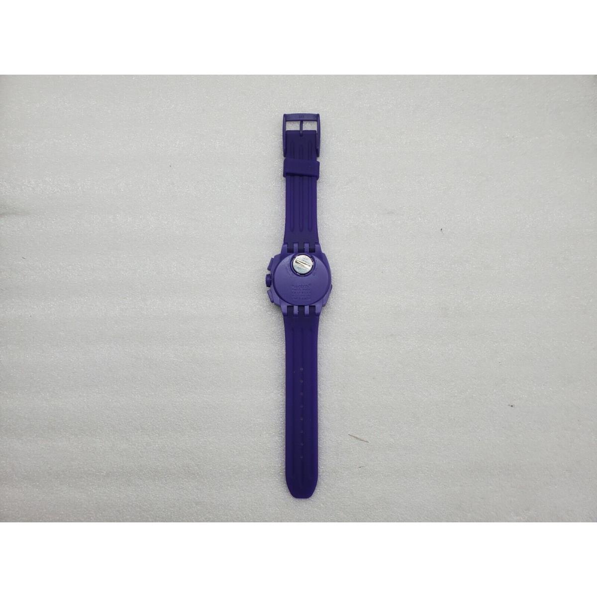 Swatch Chronograph Date Purple Dial Silicone Strap Men`s Watch SUIV401