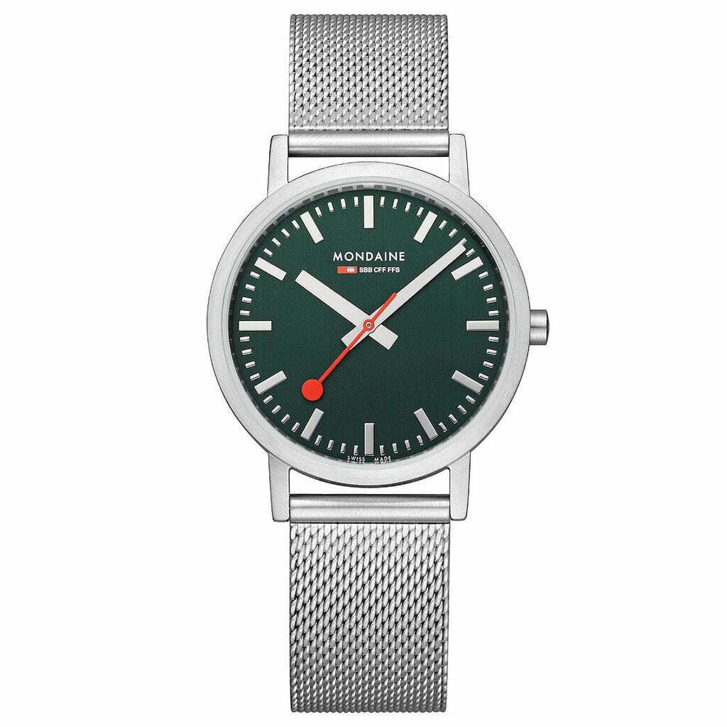 Mondaine A660.30314.60SBJ Classic Green Dial 36 mm Steel Swiss Quartz Wristwatch