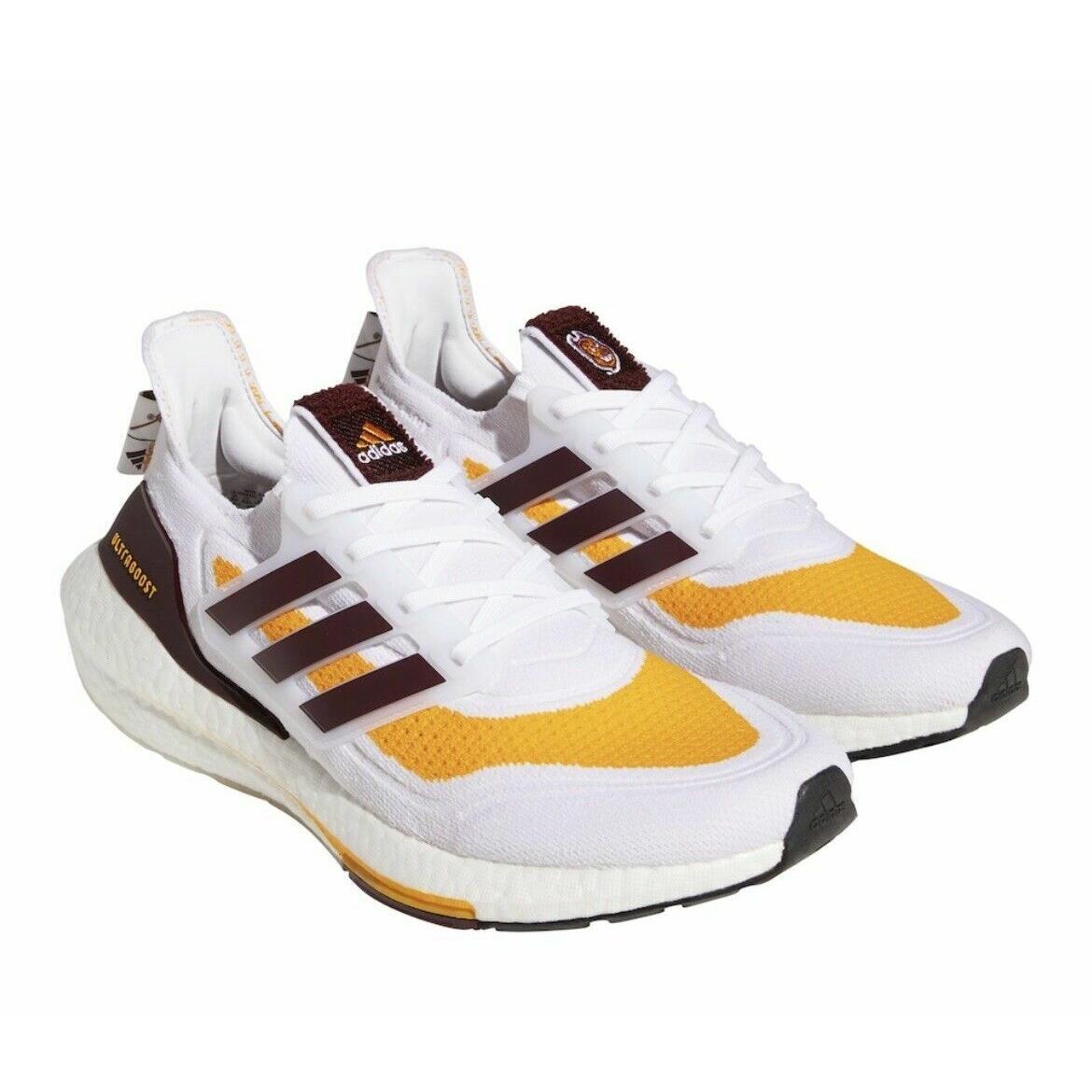 Men Unisex Adidas GX7968 Ultraboost 21 White/yellow/maroon Running Shoe